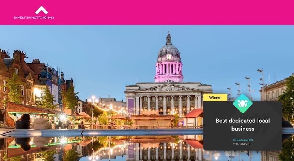 Best of Nottingham 2020 - Frogspark Award - Web Design & Marketing Agency - Invest in Nottingham