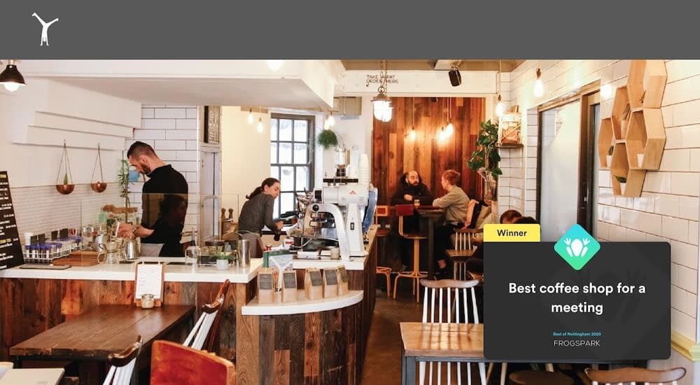 Best of Nottingham 2020 - Frogspark Award - Web Design & Marketing Agency - Cartwheel Coffee