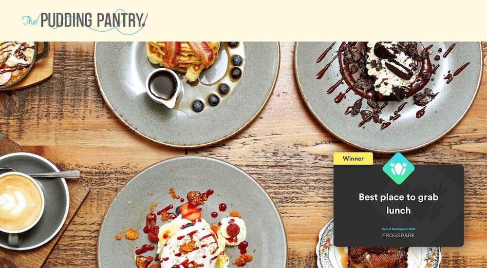Best of Nottingham 2020 - Frogspark Award - Web Design & Marketing Agency - Pudding Pantry