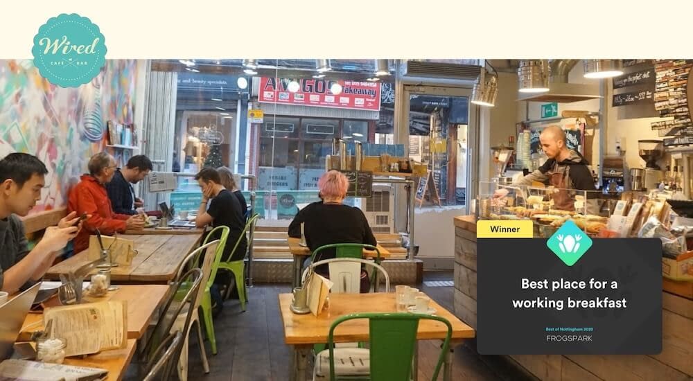 Best of Nottingham 2020 - Frogspark Award - Web Design & Marketing Agency - Wired Cafe