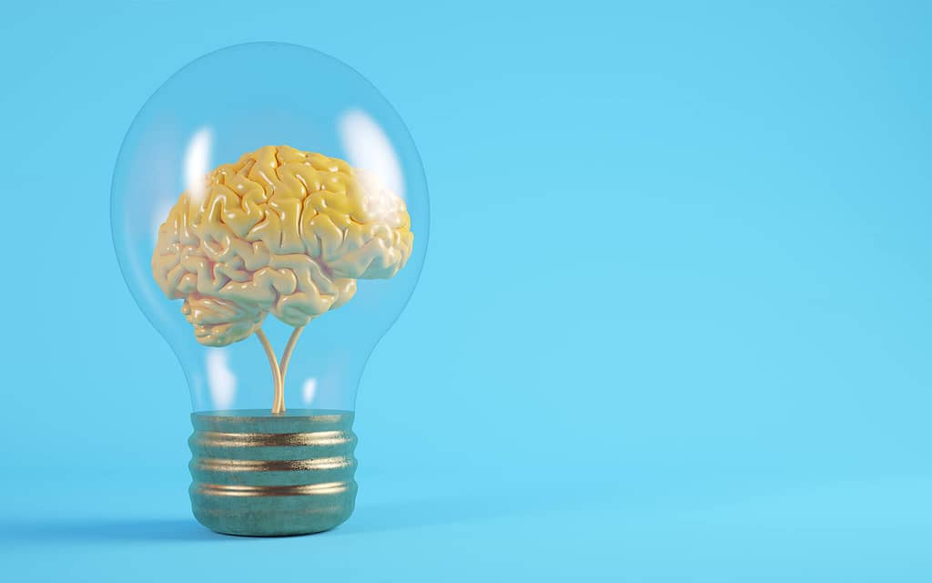 A brain inside a lightbulb